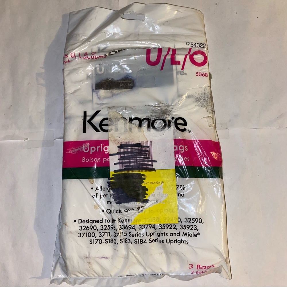 Kenmore Upright Vacuum Bags Type U/L/O 3 Bags Model 20 54322 #5068
